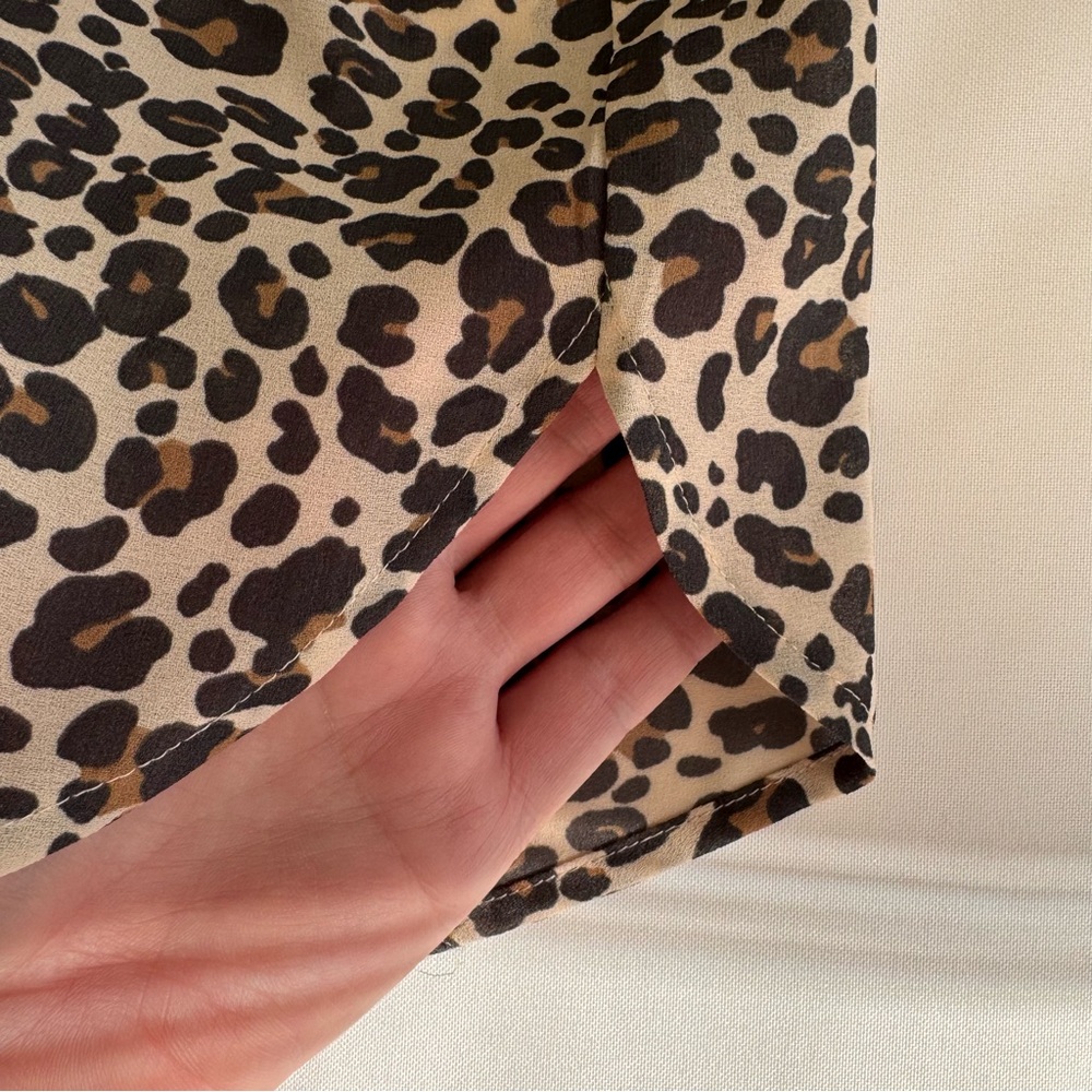 LOFT Leopard Print Collarless Button Down Blouse … - image 8